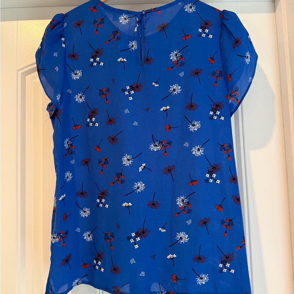 fun 2 fun Royal Blue Floral Cap-Sleeve Blouse - Picture 3 of 3